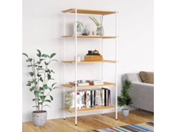 Vidaxl Unidade Com 5 Prateleiras 80x40x163 Cm Branco/cor De Carvalho