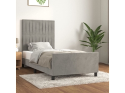 Estrutura De Cama Sem Colchão 80x200 Cm Veludo Cinzento-claro