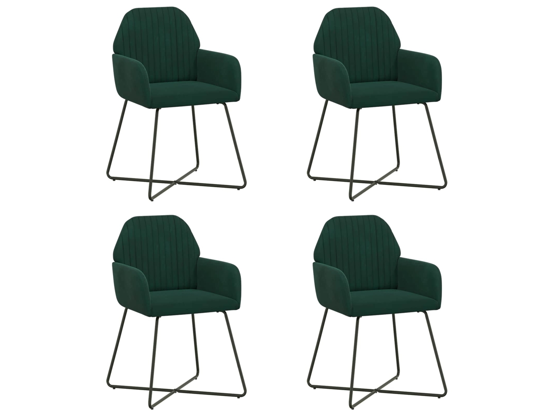 Conjunto 4 Cadeiras De Jantar Vidaxl Verde Veludo (55 X 50 X 84 Cm)