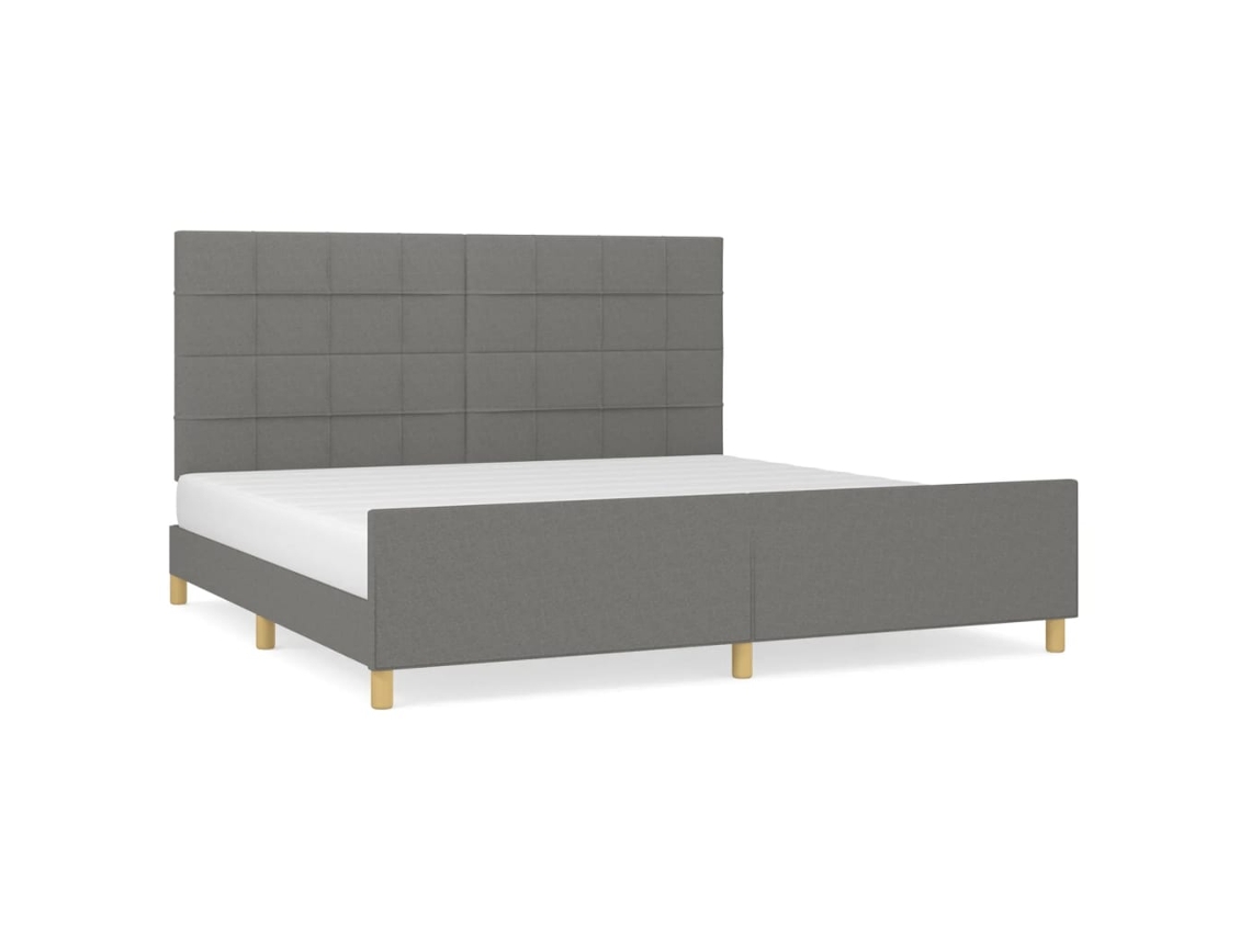 Estrutura De Cama Com Cabeceira Vidaxl Cinzeto Tecido (203x206x128 Cm)