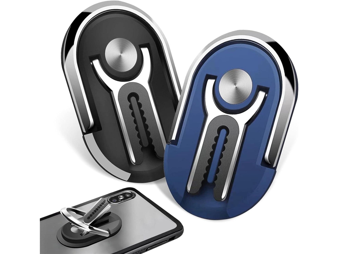 Suporte De Telefone Para Carro Com 2 Peças (preto E Azul), Anel De Suporte Multifuncional Giratório 360°, Pode Ser Usado Para Saída De Ar Do Carro
