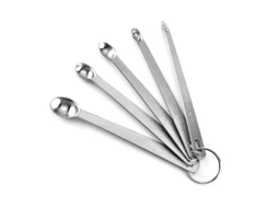 Conjunto De 5 Colheres Medidoras De Aço Inoxidável Com Design De Chaveiro Para Ingredientes Secos E Líquidos