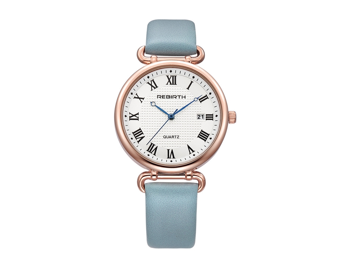 Relógio de Pulso Feminino de Quartzo com Pulseira de Pu Estilo Moderno Azul
