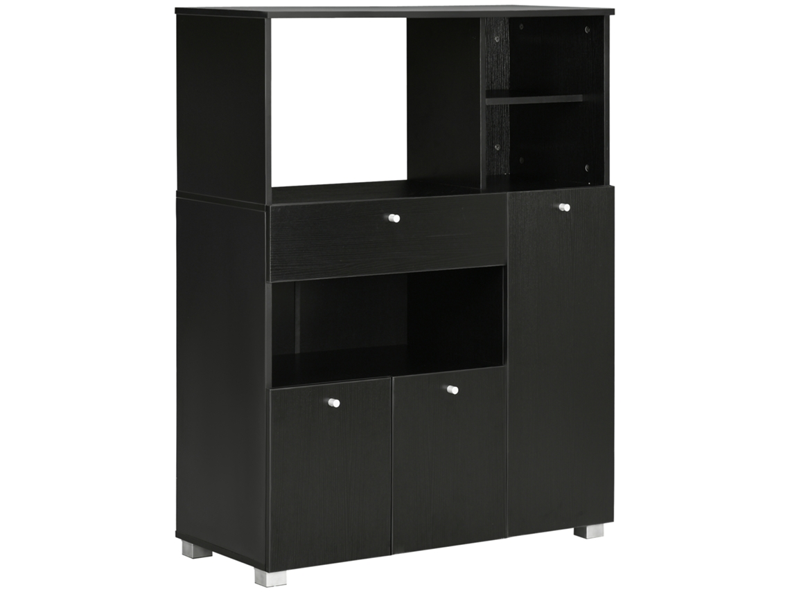Aparador Melamina de Madeira Cor Preto 90x40x120 cm Homcom
