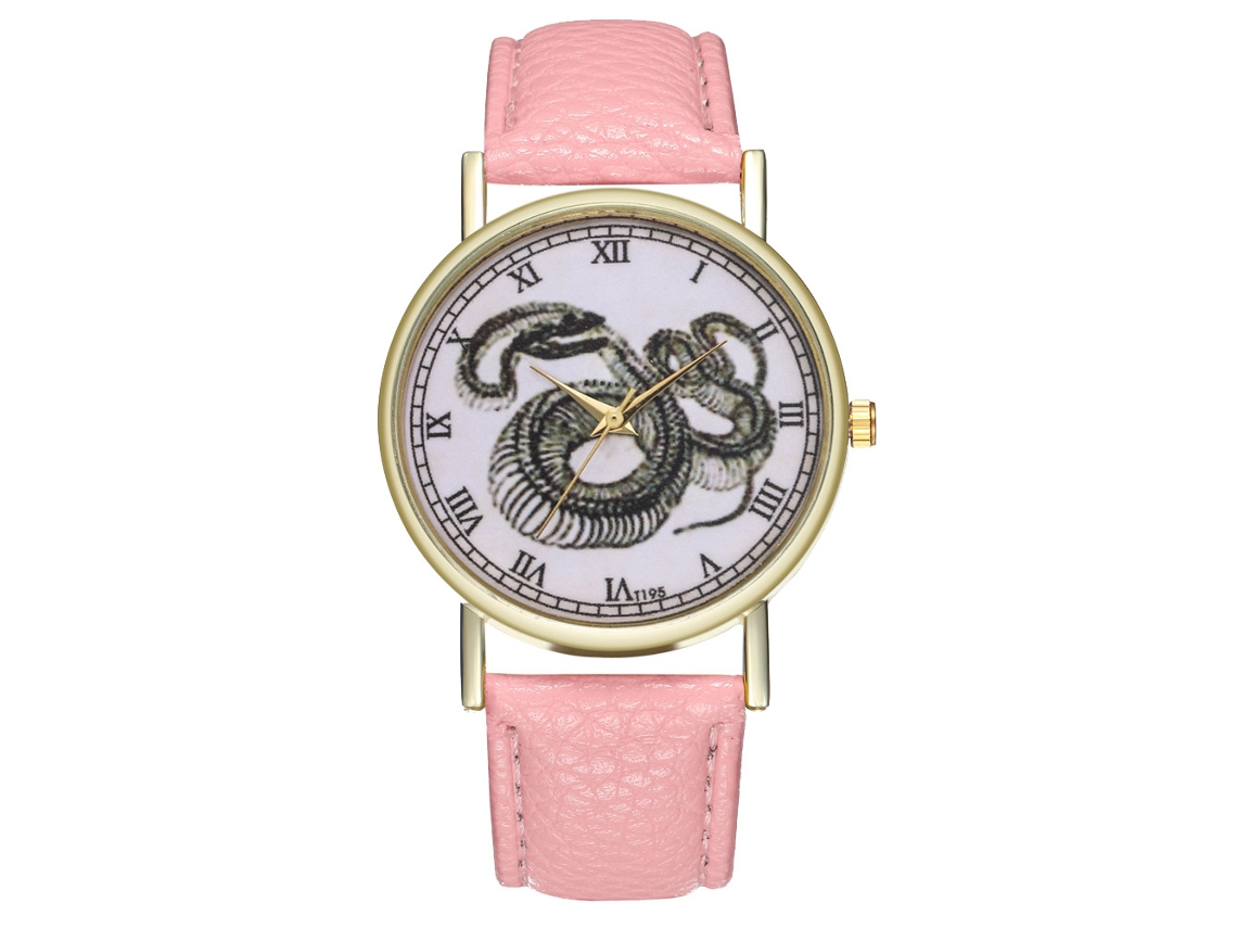 Relógio feminino Zhoulianfa em couro, quartzo, com símbolos de animais, rosa, modelo T195-a