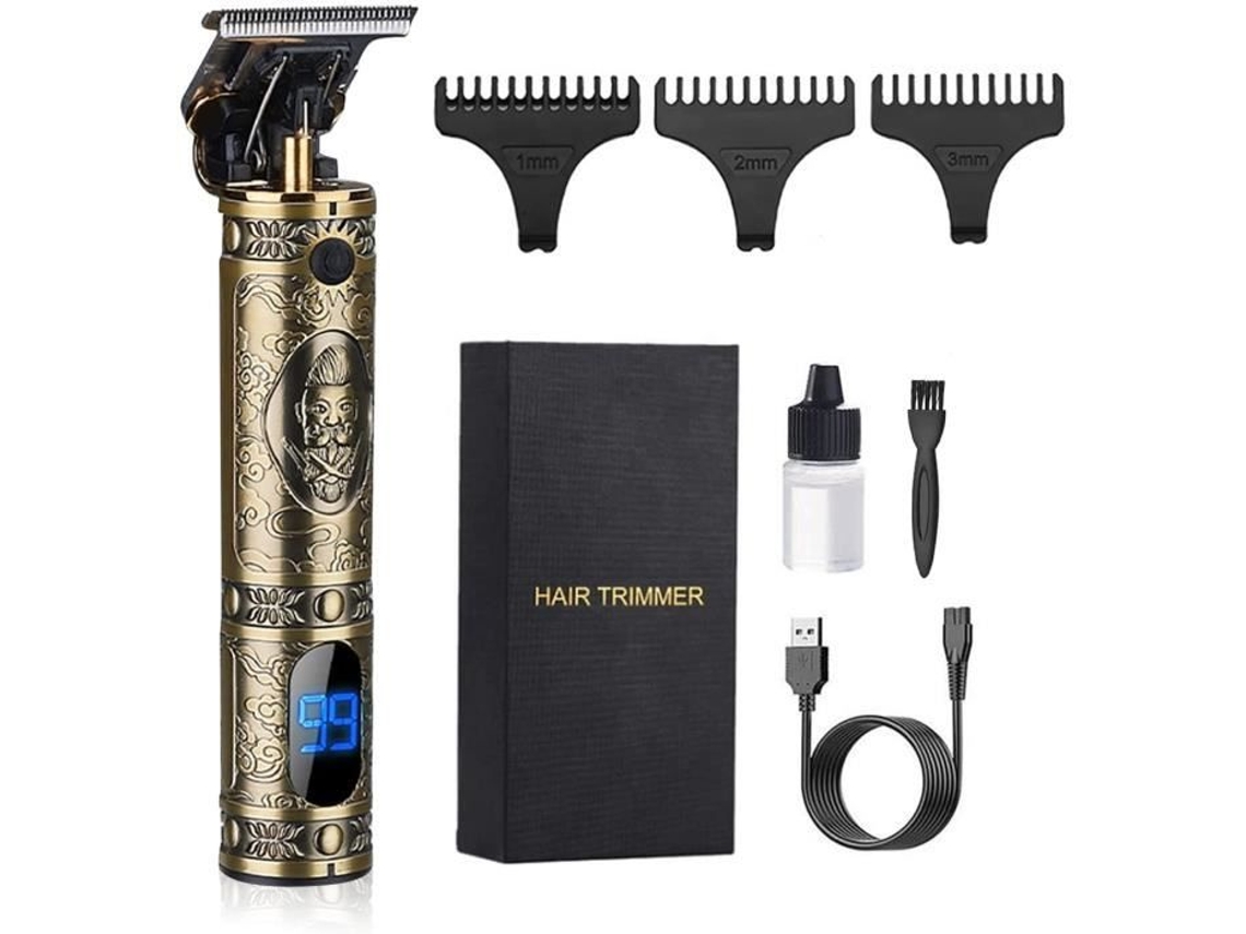 Máquina de cortar cabelo para homens, aparador de barba e cabelo LCD, máquina de cortar cabelo lavável profissional, ton de carregamento rápido USB se