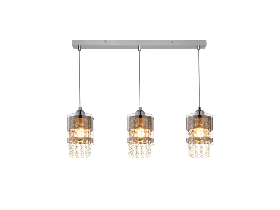 Lâmpada Pendente 3 Lâmpadas E27 Moderna Diam.60Cm Altura Ajustável Design de Vidro e Cristal para Sala de Estar Quarto Sala de Jantar Max.25W NETTLIFE