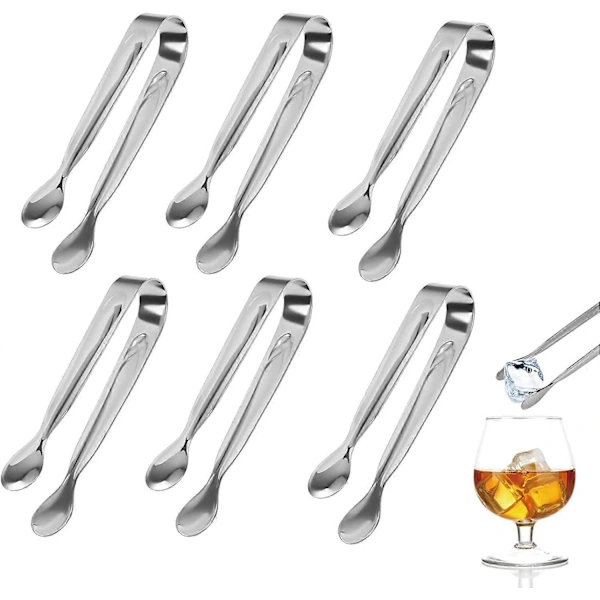 Conjunto De Pinças Para Gelo, 6 Peças, Novas, Em Aço Inoxidável, Com 11 Cm De Comprimento, Multifuncionais Para Barras De Chocolate