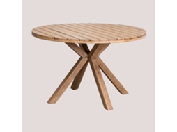 Sklum Mesa De Jantar Redonda Em Madeira Naele   Castanho Eucaliptoø120 Cm