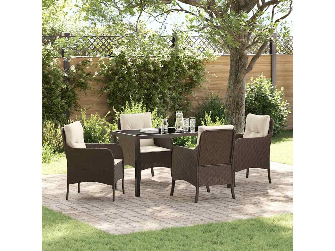 Vidaxl Conjunto De Jantar Para Jardim 5 Unid. Castanho Vime Pe