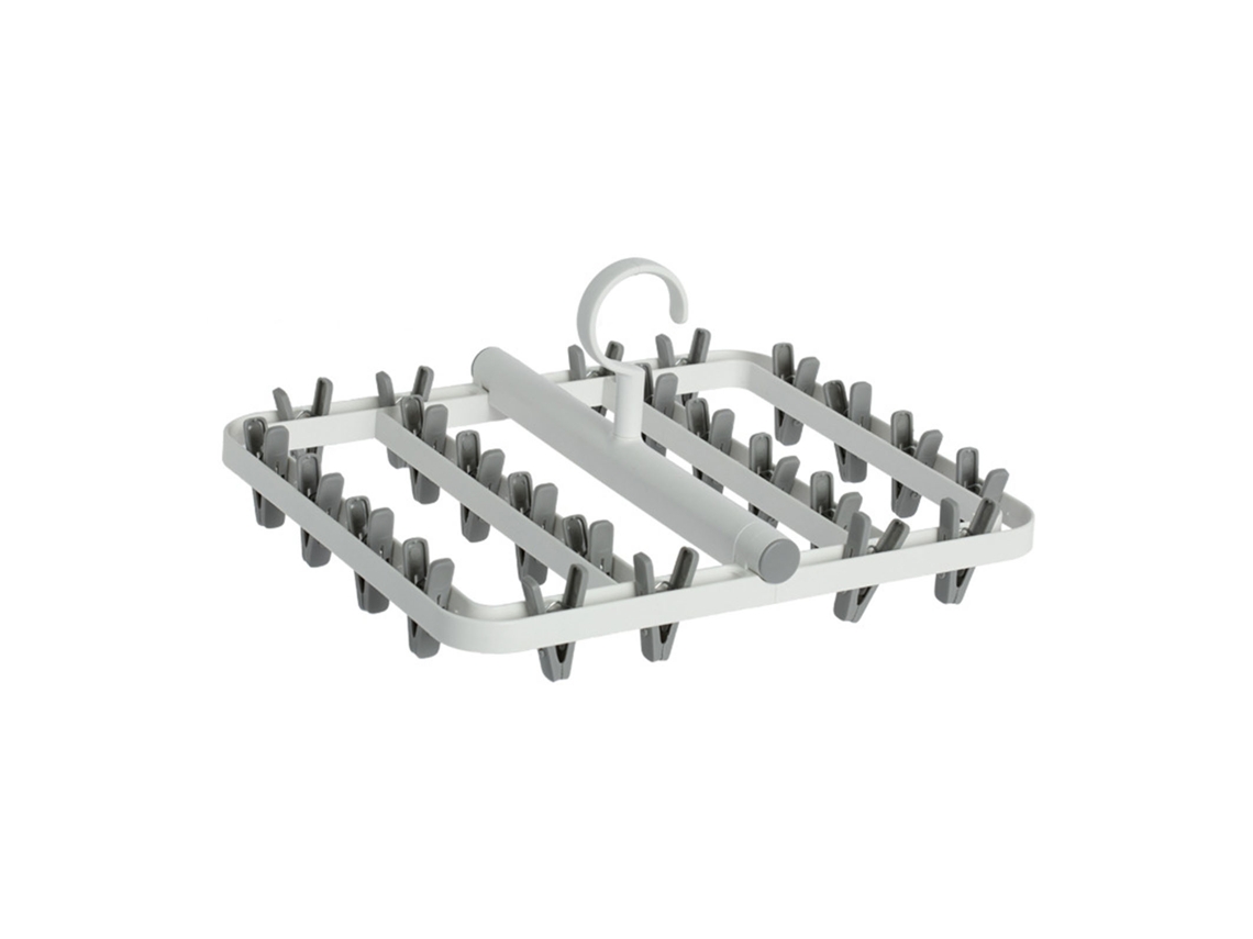 Rack de Secado Plegable Con Pinzas Multifuncional Blanco Gris