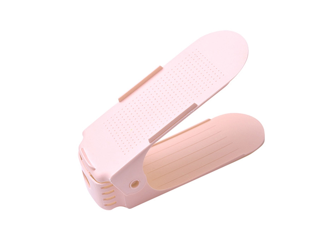 Rack De Sapatos Ajustável Duas Camadas Rosa Para Economia De Espaço