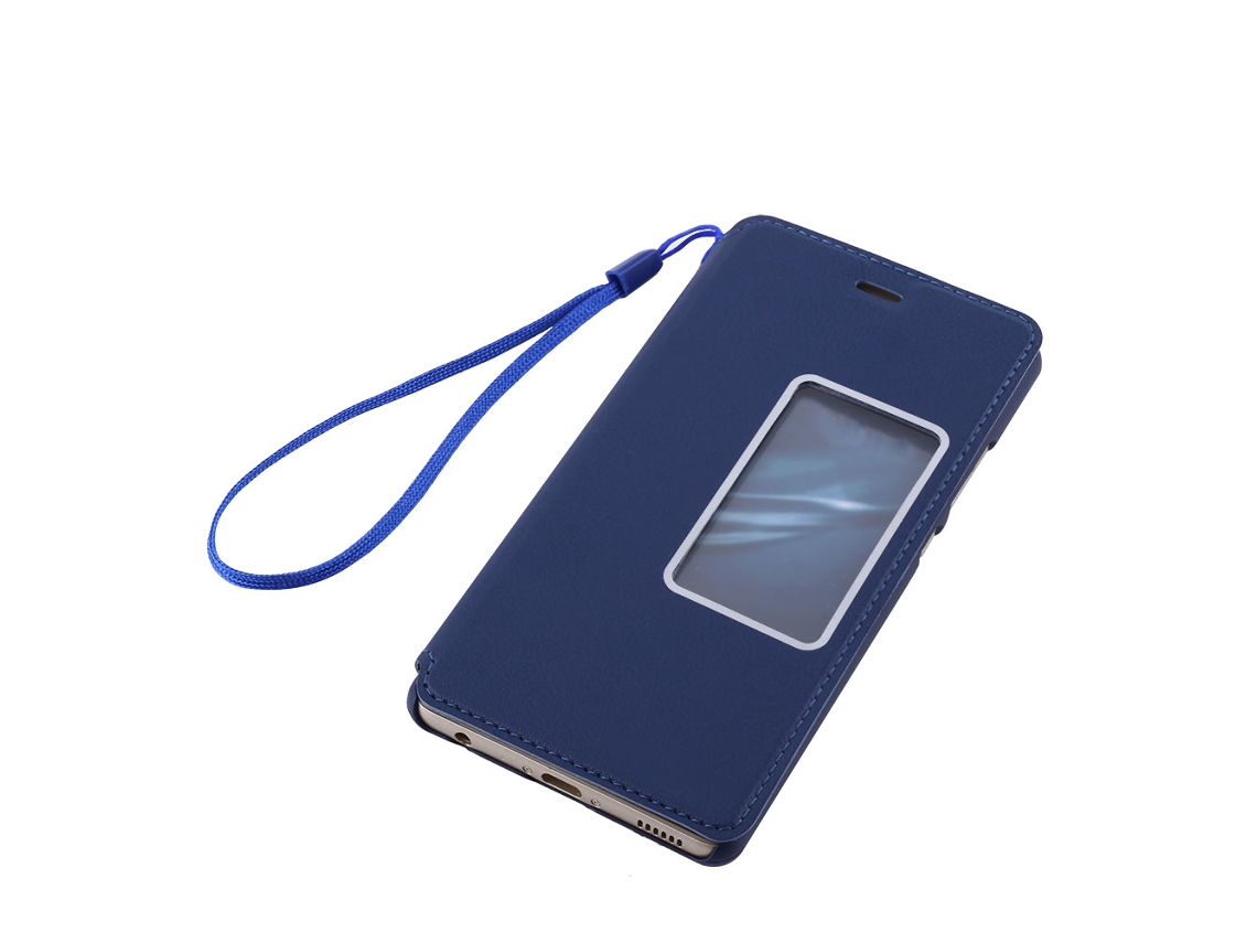 Funda de Proteção em Pu Azul para Huawei P9 com Estojo e Janela Inteligente EOOCOO