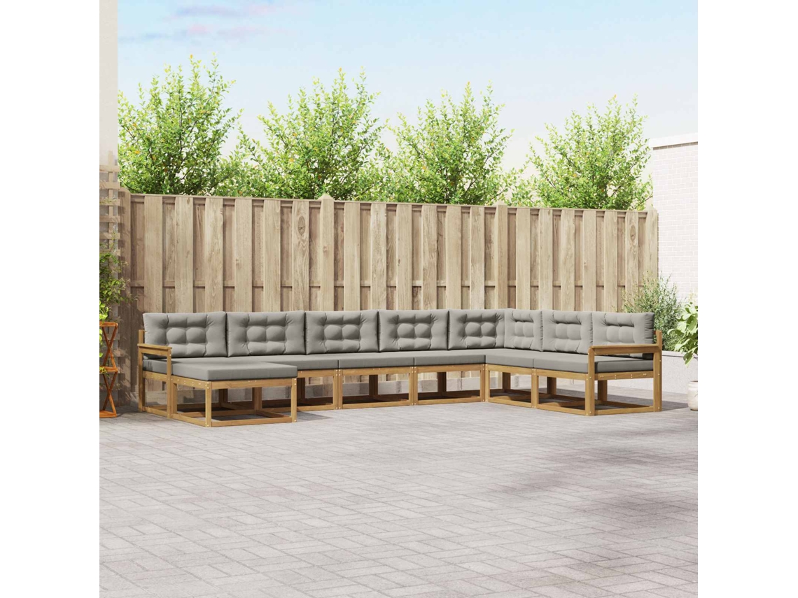 Vidaxl Conjunto De Sofás Para Exterior 8 Pcs Branco E Cinzento-claro