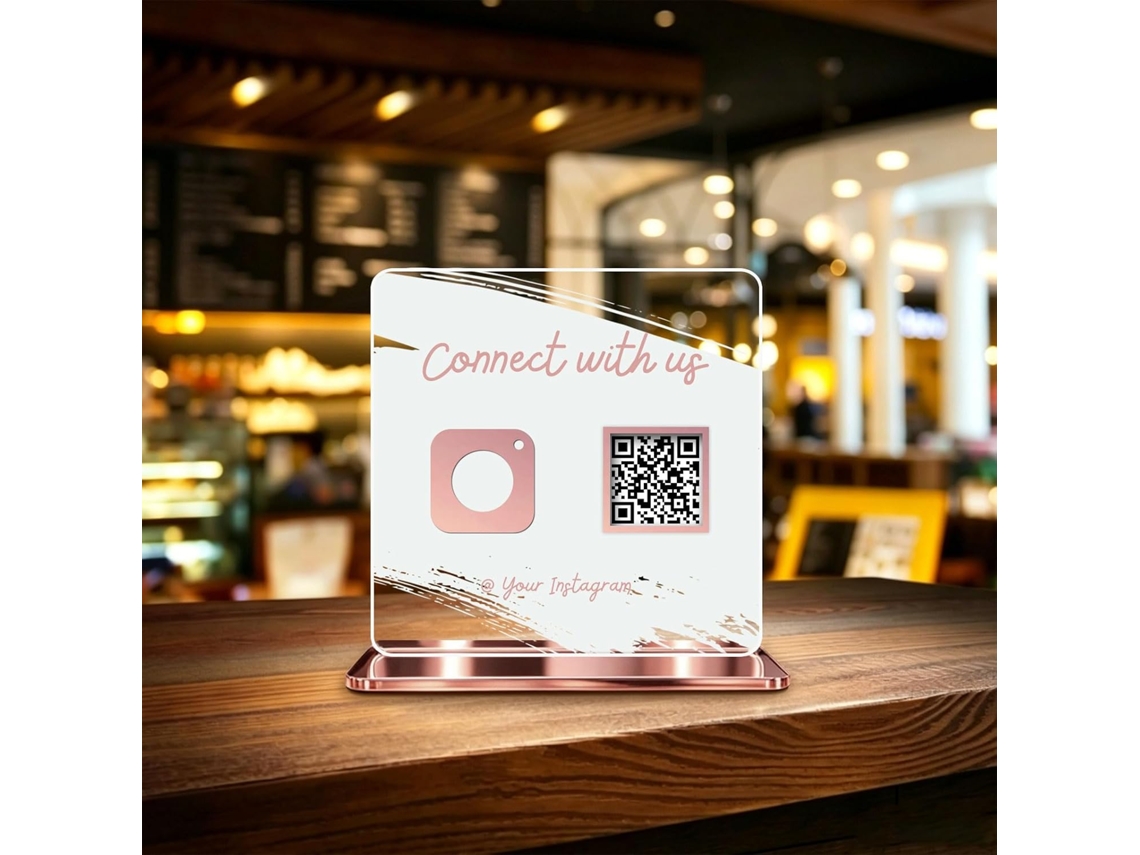 Placa Qr Personalizada, Placa De Acrílico Dupla Camada Escaneie E Pague Com Base, Vários Tamanhos Para Redes Sociais E