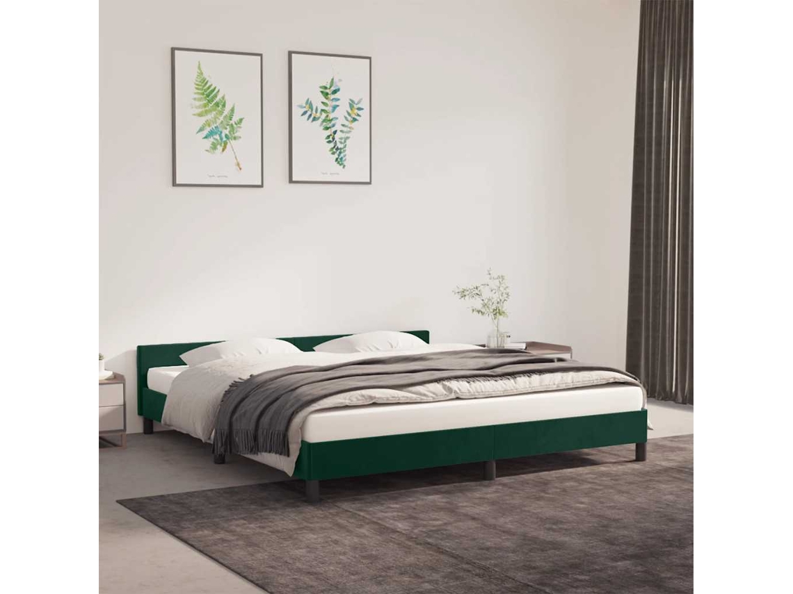 Vidaxl Estrutura De Cama Sem Colchão 160x200 Cm Veludo Verde-escuro