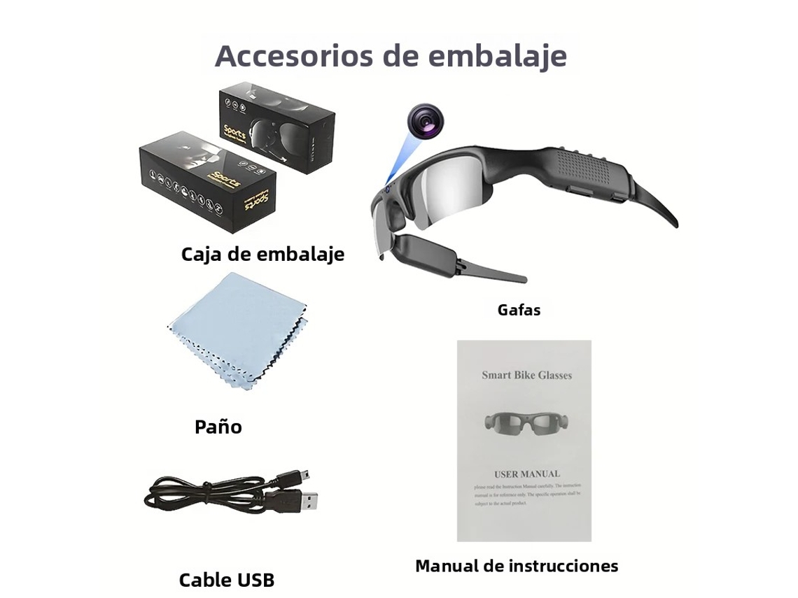 Óculos com Câmera Wifi Hd 1080p, Lente Polarizada e Dupla Estabilização de Imagem. MDUG (sem Cartão Sim)