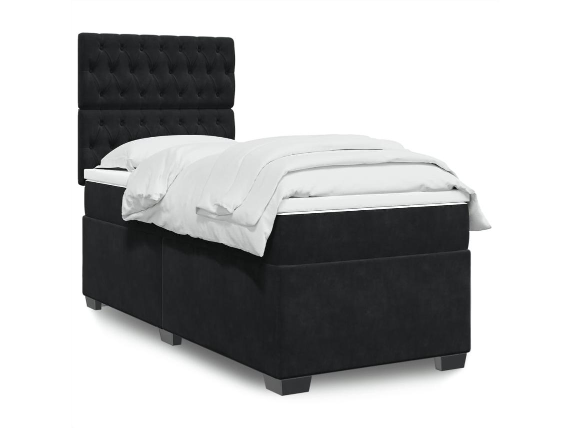 Vidaxl Cama Com Molas/colchão 90x200 Cm Veludo Preto