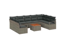 Conjunto de sofá de jardim 10 peças Cinzeto Vime Pe MAISON EXCLUSIVE
