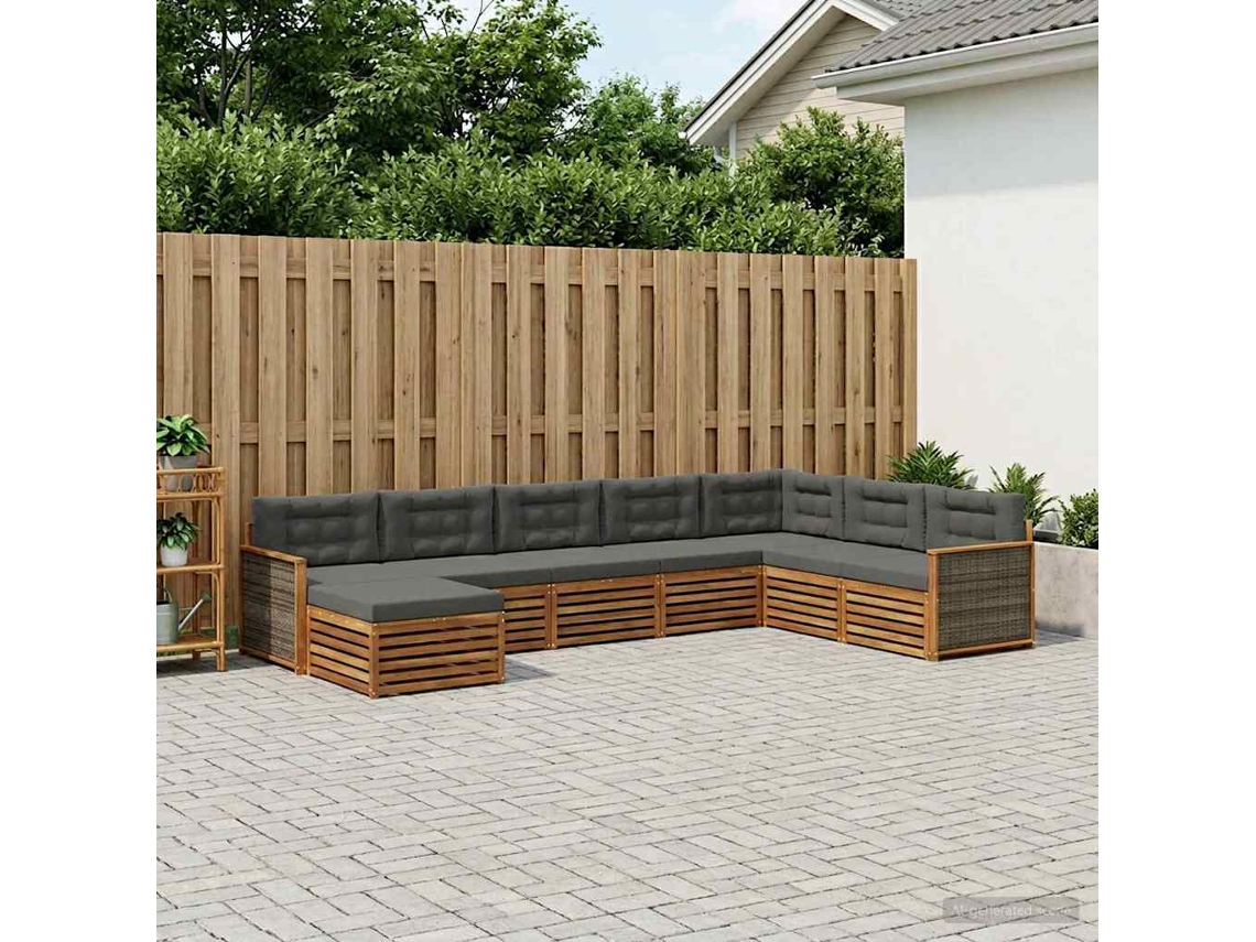 Vidaxl Conjunto De Sofás Para Exterior 8 Unid. Natural E Antracite