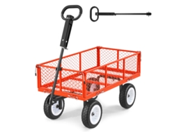 Carrinho de Jardim 408,2 Kg Resistente de Aço com Pneus Cor Vermelha VEVOR