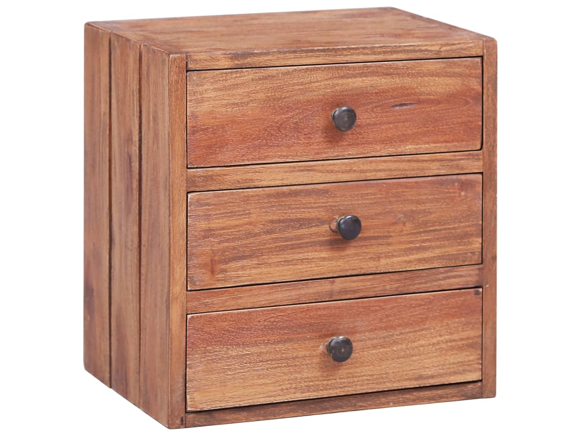 Vidaxl Mesa Cabeceira 3 Gavetas 35x25x35 Cm Madeira De Mogno Maciça