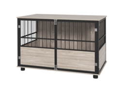 Caixa interna para cães, mesa lateral, 3 portas trancáveis, aparência de madeira, 100x60x68cm, S/MARCA