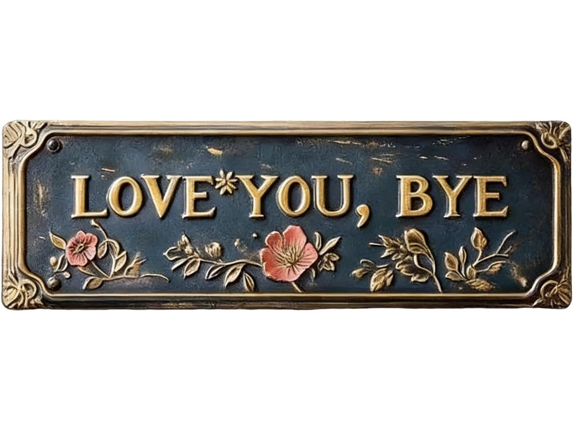 Placa De Metal "te Amo, Tchau" Para Decoração De Parede | Placa