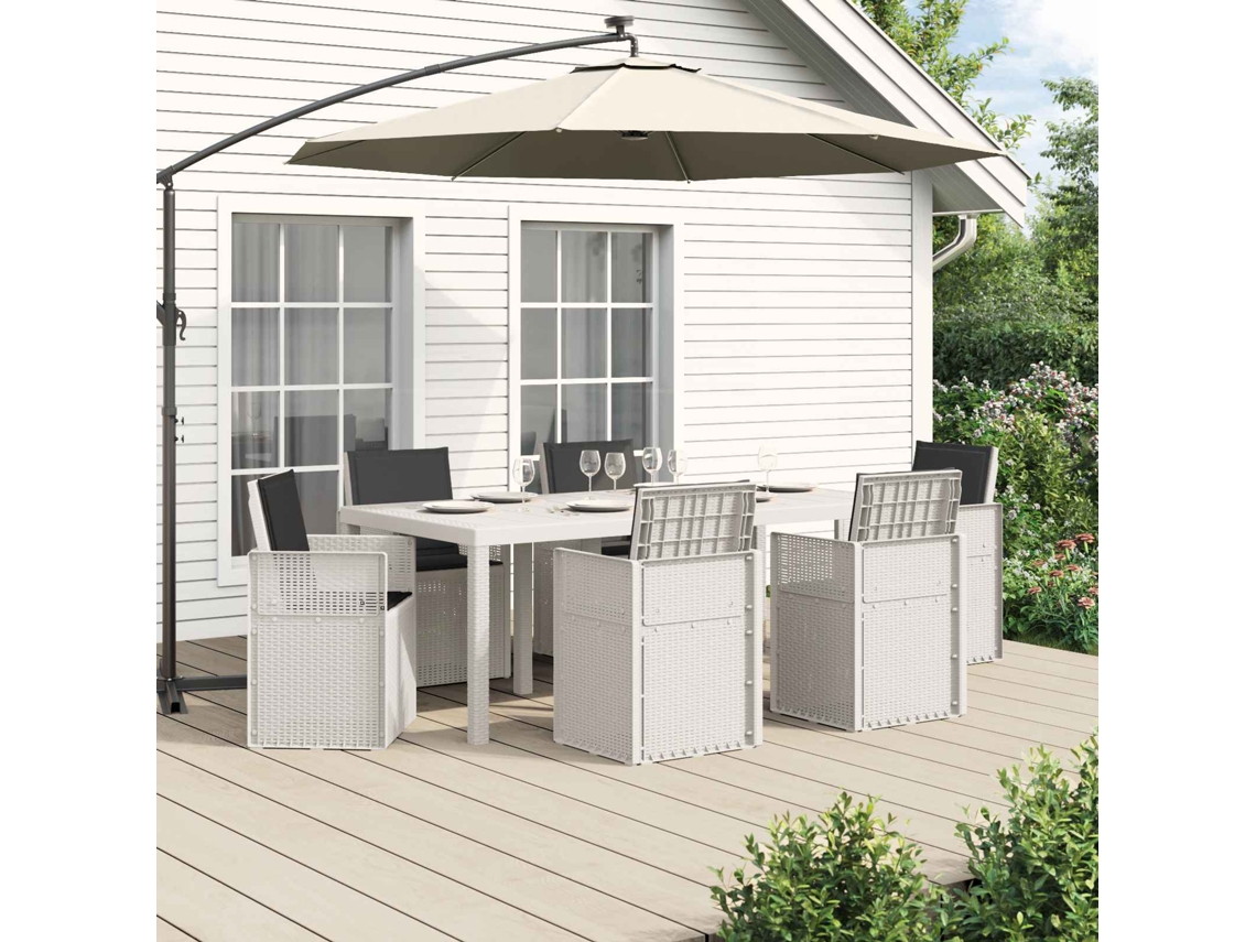 Vidaxl Conjunto De Jantar Para Jardim 7 Unid. Branco E Antracite Pp
