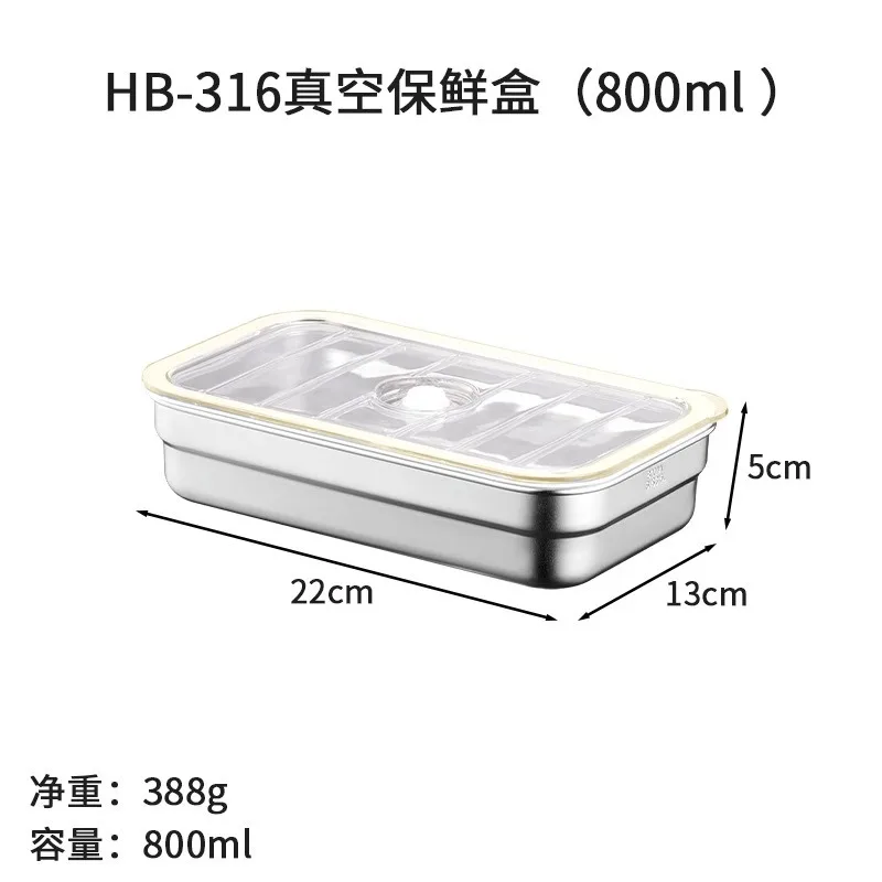 316 de Aço Inoxidável, Vácuo Crisper Box, Recipiente de Armazenamento de Alimentos Selado Refrigerador, Lancheira Portátil MDUG (800ml)