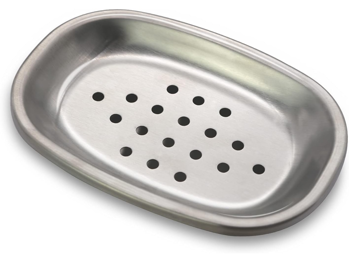 Sabão Oval De Aço Inoxidável Durável Com Prato De Drenagem, Tamanho Compacto De Secagem Rápida Para Banheiro E Cozinha, Design Moderno Elegante (5,5 X