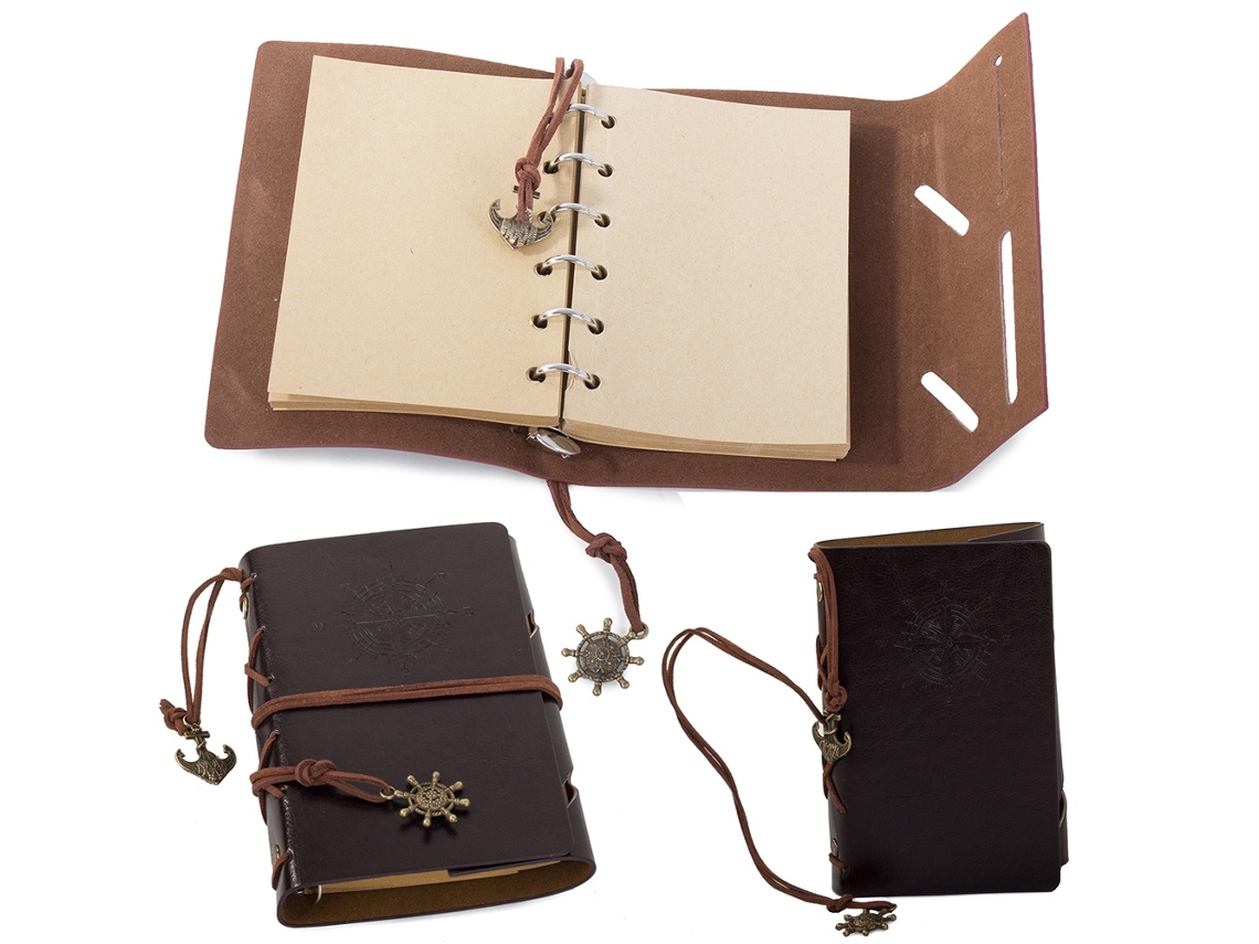 Diário/caderno - Couro Retrô-aquaforge