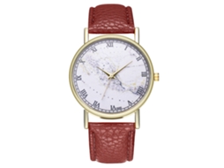 Reloj De Pulsera De Cuarzo Unisex Con Correa De Cuero Pu Café Zhoulianfa