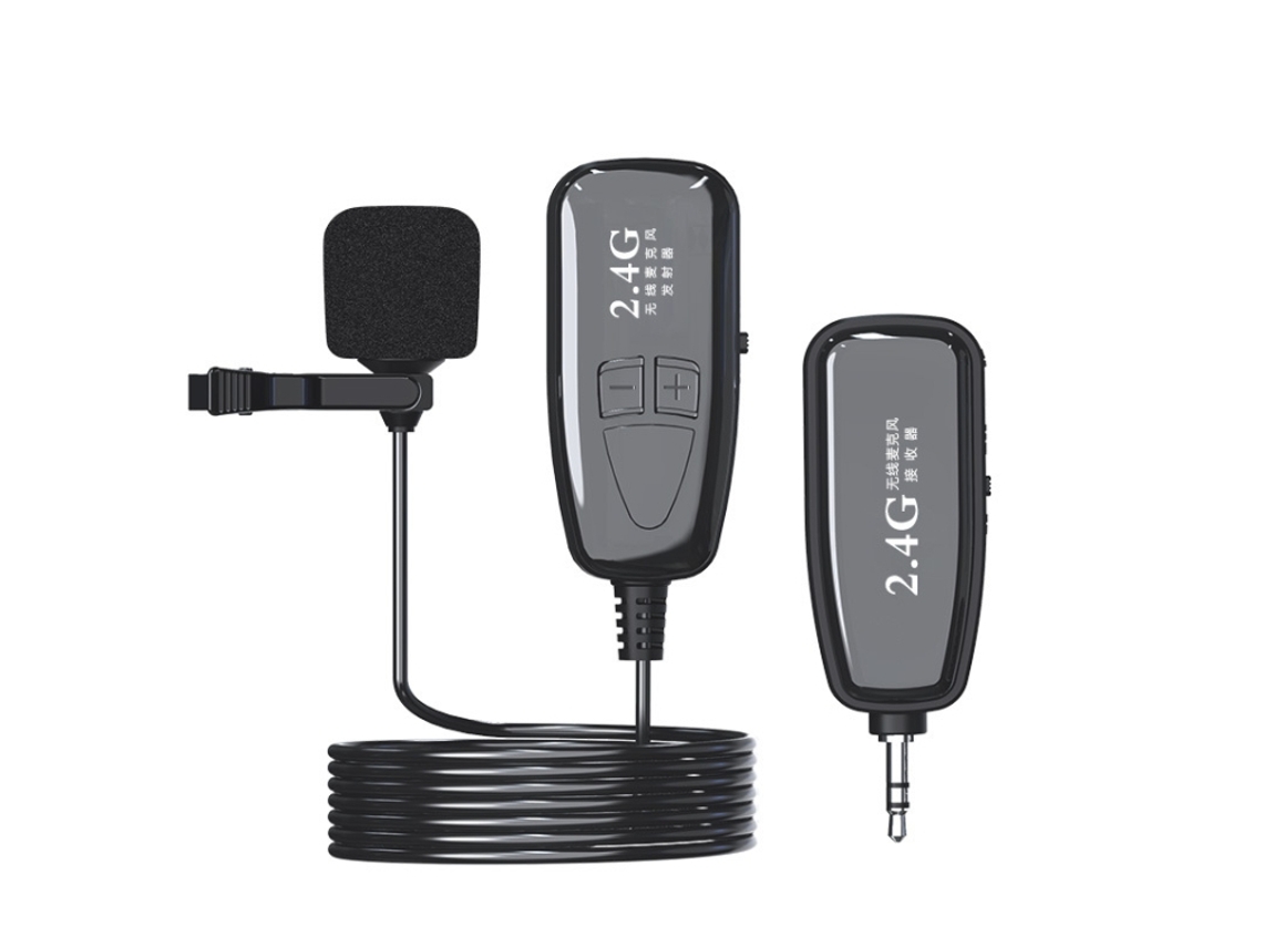 Microfone De Lapela Sem Fio Bt 2.4g Com Cancelamento Ruído Aquaforge (preto)