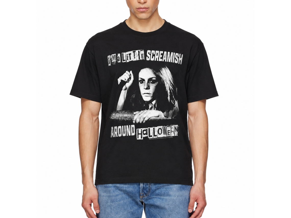 Rockinstone Halloween Movie A Little Screamish Black Adult T-shirt Size:m