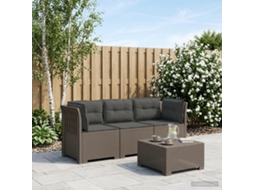 Vidaxl Sofá De Jardim 3 Lugares Com Almofadas Visual Rattan Pp