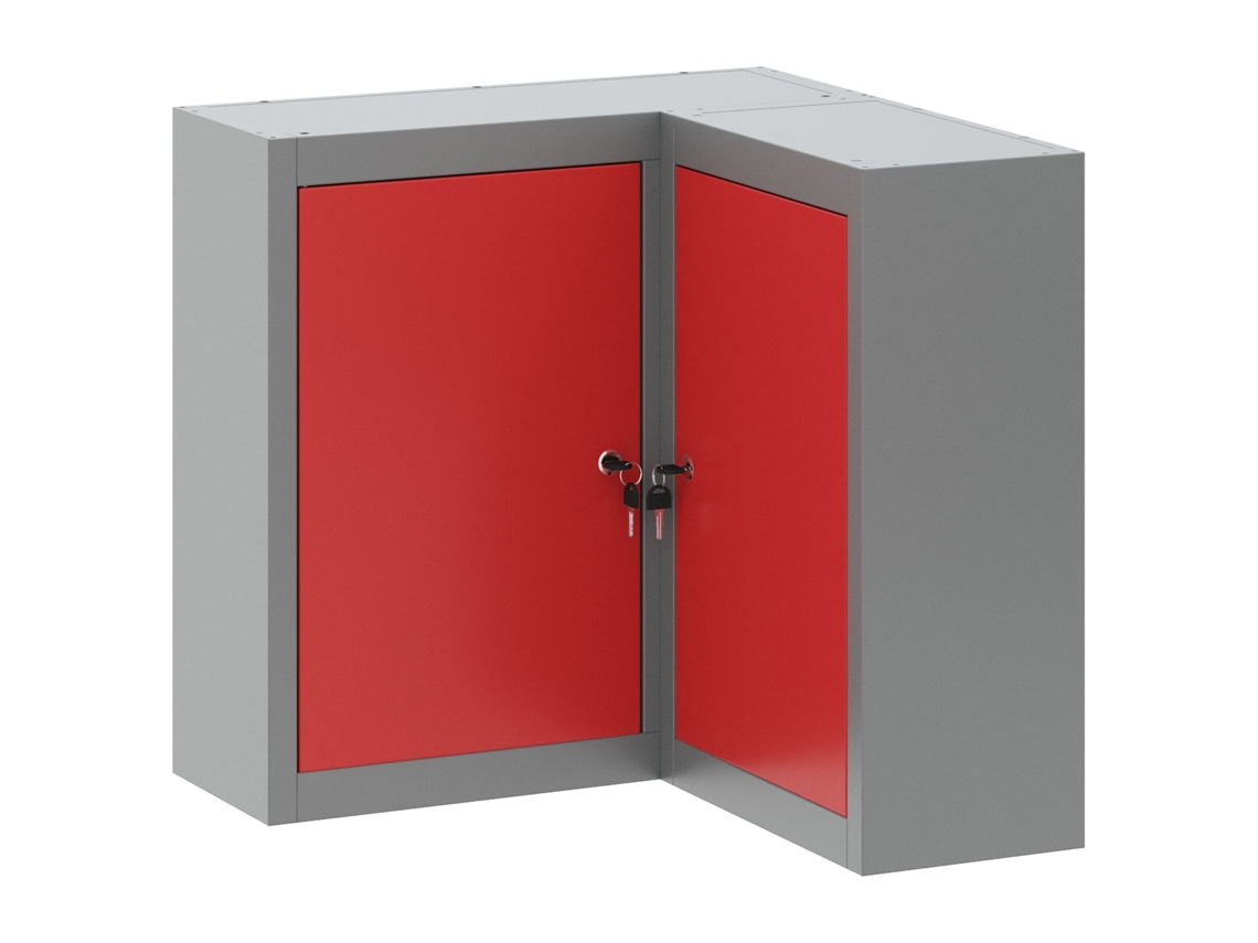 Armário De Canto Cinza E Vermelho Em L Vidaxl Grey Steel (55x55x55 Cm)