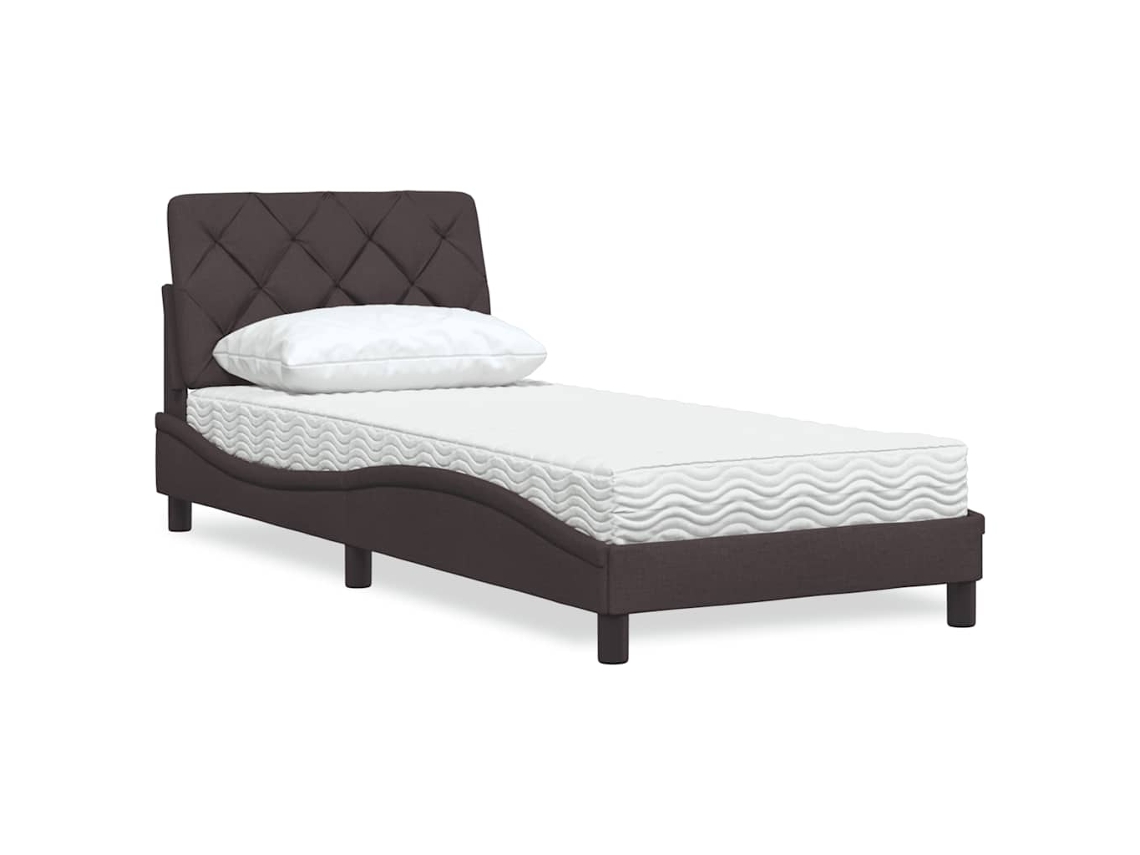 Cama Com Colchão 90x200 Cm Tecido Castanho-escuro