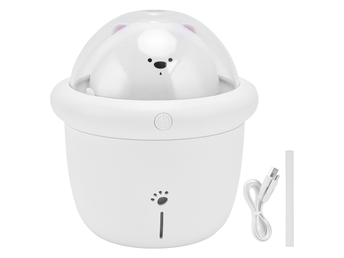 Umidificador de Ar para Mesa 200ml com Luz Ambiente Smart Timing Usb Branco Design Pet Cute | S/MARCA