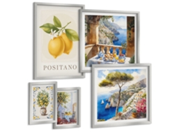 Pinturas Murais Modernas Limonada, Pátio, Sol Moldura Prateada Imagens Para Um Quarto Infantil Espelharte (conjunto De 5 Imagens)