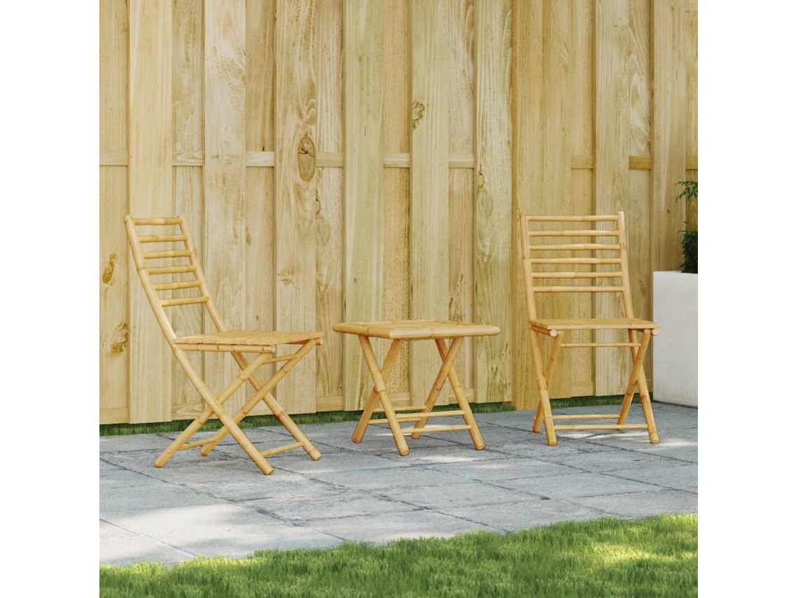 Vidaxl 3 Pcs Conjunto De Bistrô Em Bambu