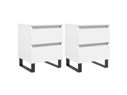 Bedside Cabinet, Bedside Cabinets Vidaxl Branco Madeira Processada (n/a)