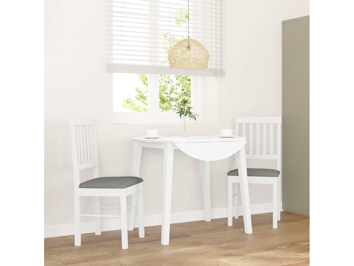 Vidaxl Cadeiras De Jantar Com Almofadões 2 Pcs Madeira Maciça Branco