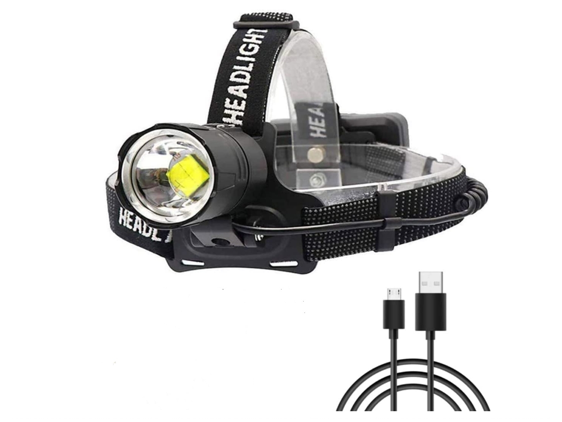 Lanterna de Cabeça 10000 Lúmens Xhp70 Farol Super Brilhante 3 Modos Ipx4 À Prova D'Água Led Usb Recarregável Preta Bisbisous VIGA EUROPE