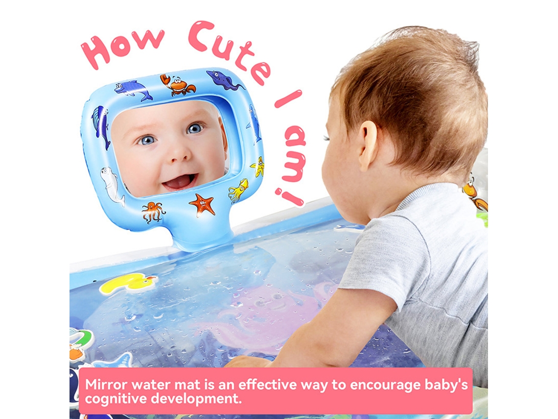 Tapete De Água Inflável Para Bebê Com Espelho Brinquedos Tummy Time Verão Pvc