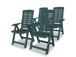 Cadeiras De Jardim Reclináveis 4 Pcs Plástico Verde Dkd Home Decor