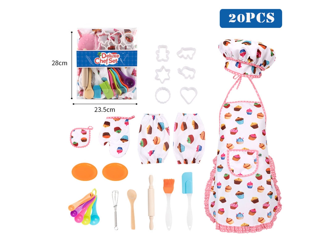 20pcs Conjunto De Cozinha E Confeitaria Para Crianças Avental Ferramentas De Bolo