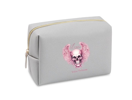 Necessaire Cinza Caveira Pena Personalizada Taperso
