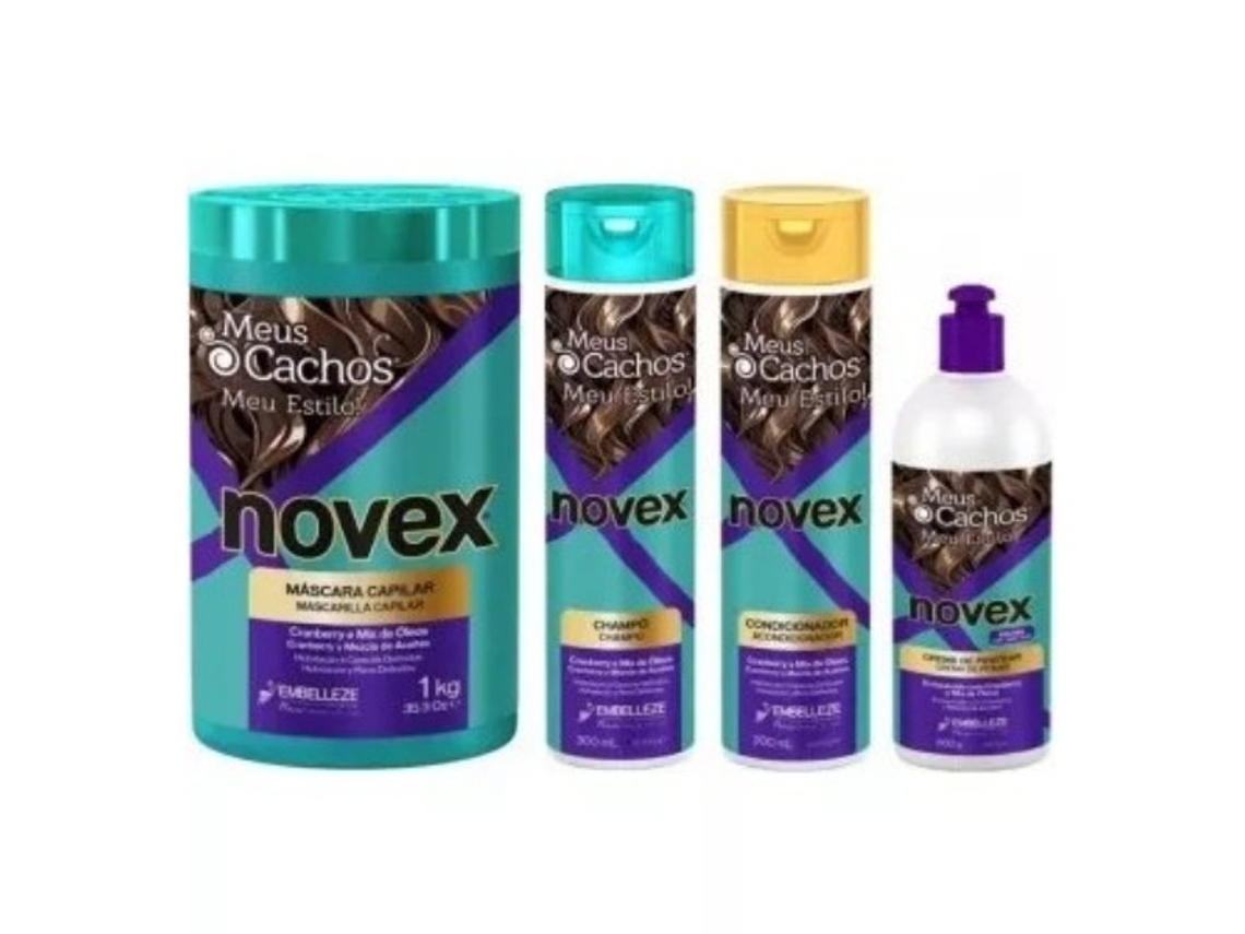 Kit Meus Cachos Shampoo Condicionador Máscara Creme para Pentear Suaves NOVEX