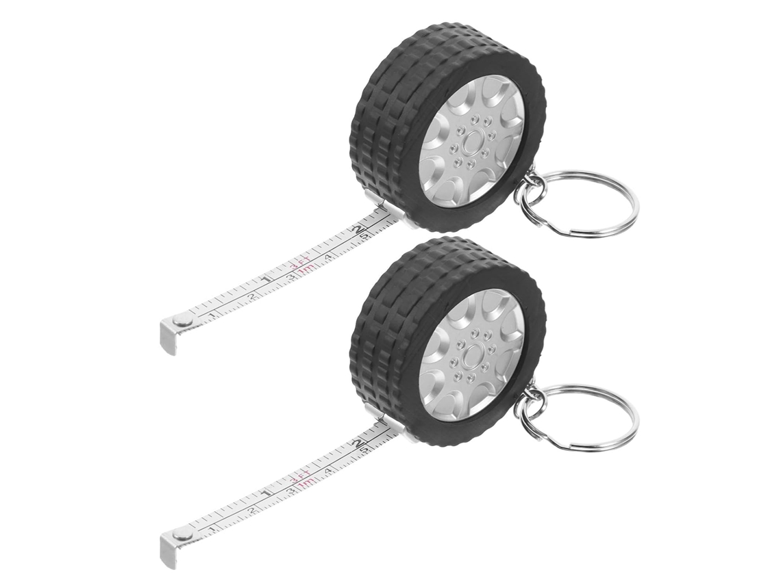 Conjunto De 2 Mini Fitas Métricas Retráteis De 1m Com Chaveiro | Liga Metálica E Plástico